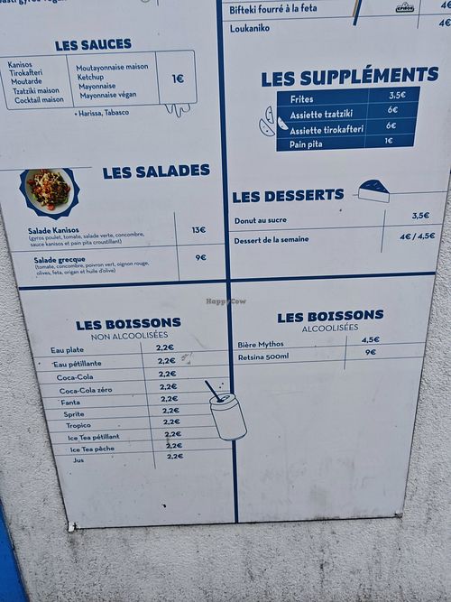 Menu outside at Kanisos in Uccle
