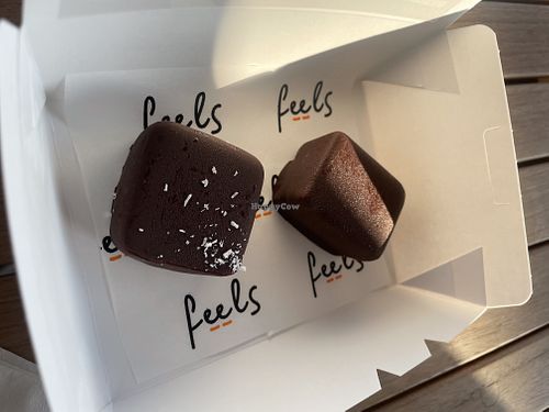 Vegan bounty and vegan peanut  bite   at Feels - Al Hudayriyat in Abu Dhabi