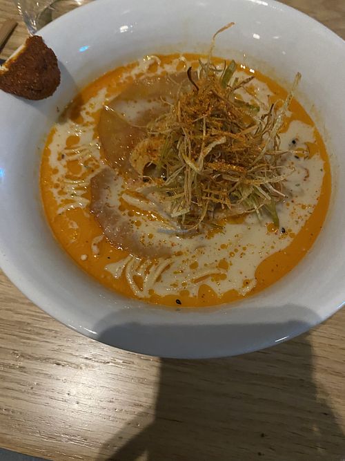 Vegan miso ramen bowl  at New Wave in Manchester