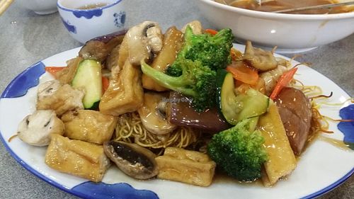 Chow mein at Happy Veggie House in Calgary