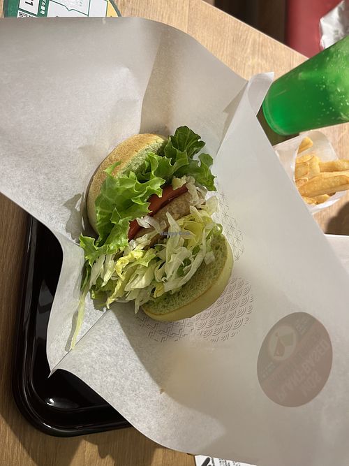 MOS Plant Based Green Burger  at Mos Burger - Nippori in Tokyo