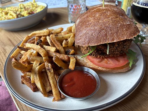 Veggie burger 🍔   at pFriem Family Brewers - Milwaukie Tasting Room in Milwaukie