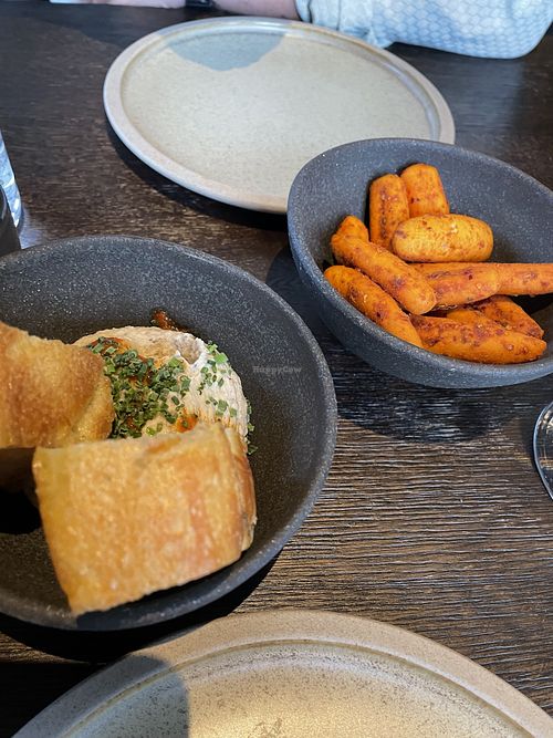 Hummus and breadsticks from the bar menu  at the penny bun in Otley