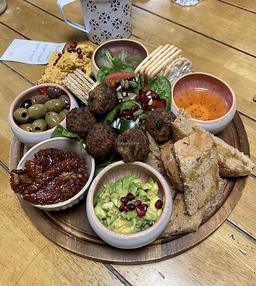 Mezze sharing platter   at Cafe MOOand BOOM in Whitchurch