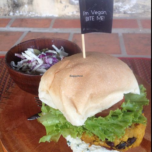 sweet potato and black bean burger  at DAO of Life in Sihanoukville