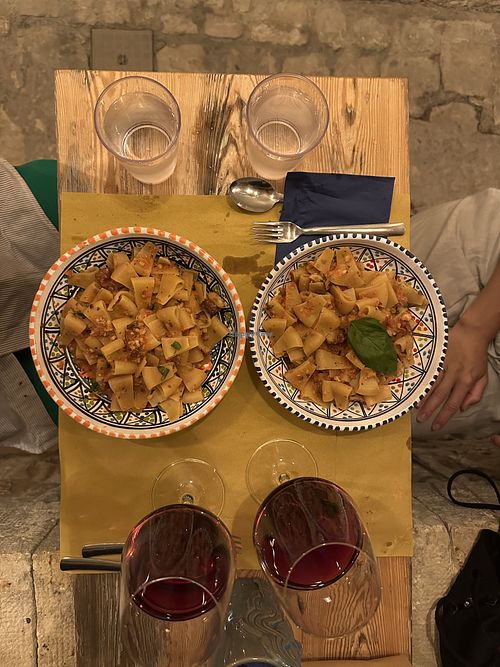 Pasta with a special pesto and almonds  at My Name Is Tannino in Scicli