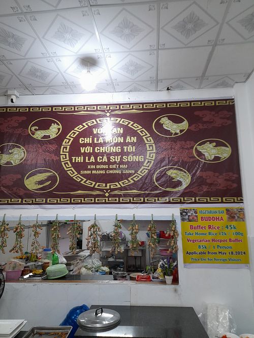 Sign inside at Buffet chay Ni Thai in Phu Quoc