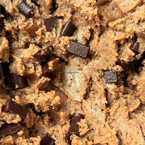 Chocolate chunk cookie dough made without wheat, dairy, eggs, soy or peanuts.  at Chocolate and the Chip  in Los Angeles