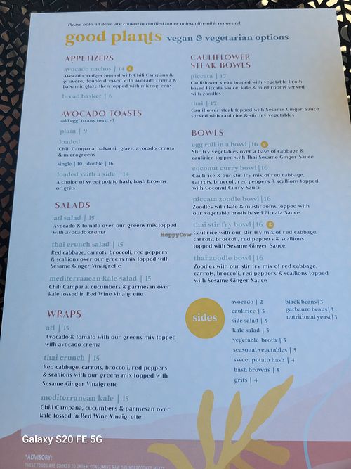 Vegan/Veggie menu at Good Kitchen in Smyrna