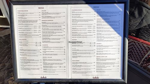 Menu as of March 2025 at Dronning Louise in Esbjerg