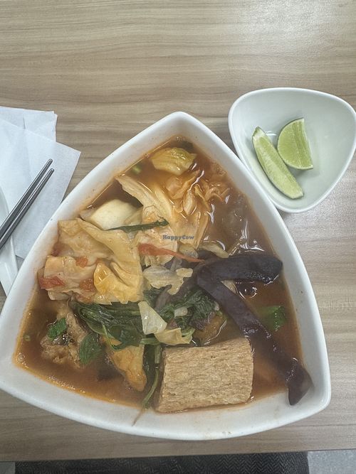 Thai style soup noodles pho with rice noodles  at Lianjie Healthy Vegetarian - 蓮潔養生素食(原越南養身素食) in Taipei