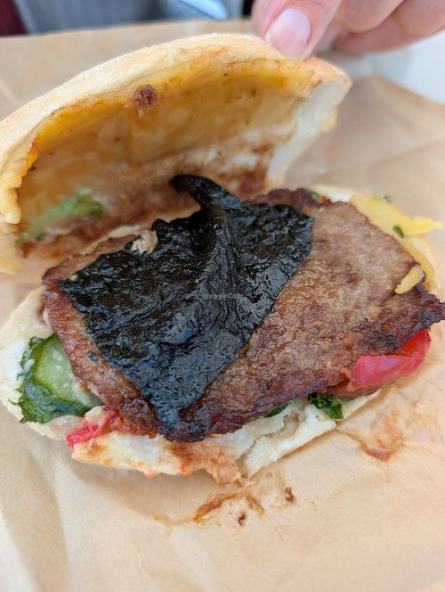 One of the vegan meat sandwiches at QBB Diversity-Friendly Kitchen @ World Expo 2025 in Osaka