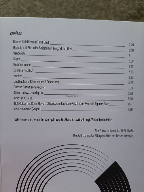 Menu at Café Bar Lumbono - Showroom in Gauting