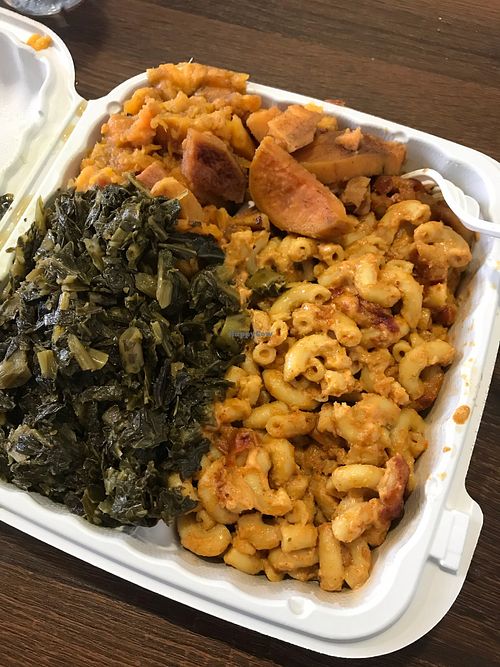 Mac and cheese, collard greens and yams at ELife in Washington