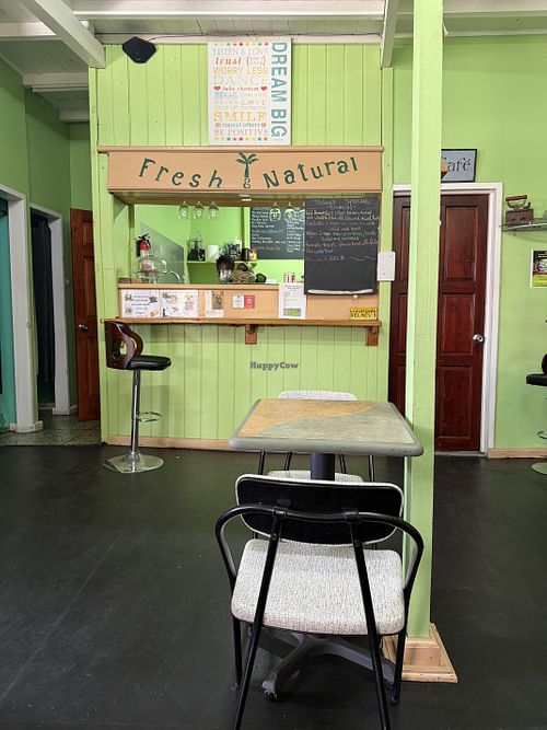 This is located inside a very nice clothing store  at Fresh and Natural Cafe in Roseau