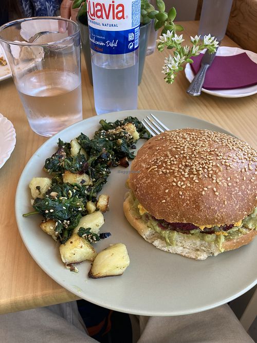 Vegan burger  at Nur Natural Bistrot in Fuerteventura