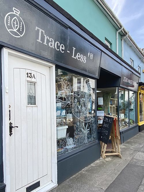Outside the store on Bolton Street (next door to lovely cafe The Larder  at Trace-Less in Brixham