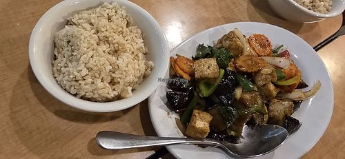 Vegan Gluten-Free Sweet Eggplant with Tofu and Brown Rice at Thai Lanna  in Denver