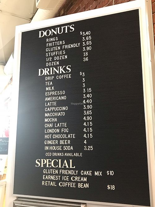 Drinks menu at Cartems Donuts - Downtown in Vancouver
