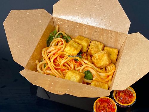 pasta pomodoro + crispy tofu + Calabrian chili - ricotta (takeout) at Due' Cucina  in Seattle