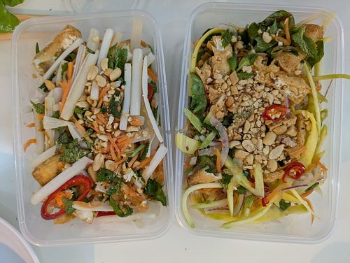 Lotus root salad and mango salad at Pho Ngoc Hiep Restaurant in South East London