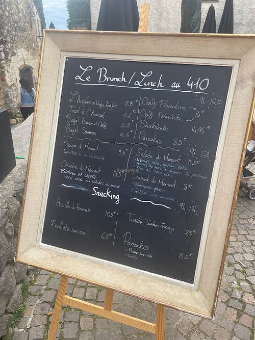 Menu of the day  at Le 410 in Biot