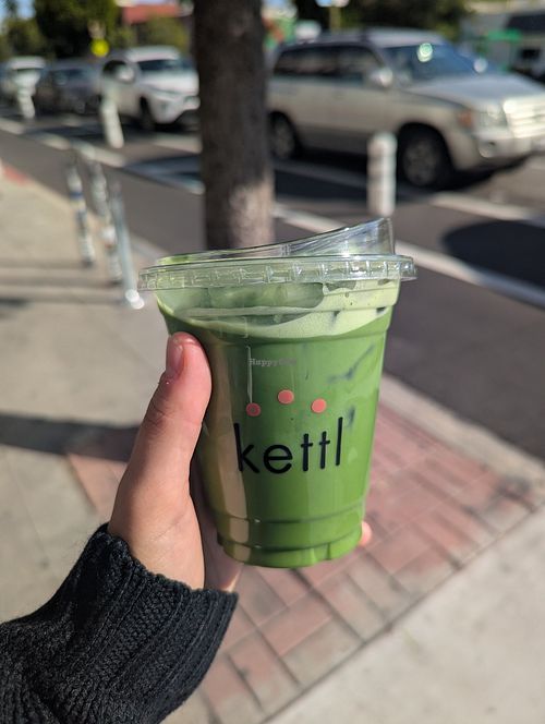 Matcha latte with oat milk at Kettl Tea - Los Feliz in Los Angeles