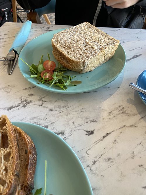 Vegan sausage sandwich  at Ella's Cafe Lounge in Paignton