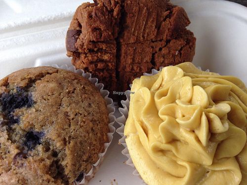 Cupcake, cookie and muffin- vegan and gluten free at Pingala Cafe in Burlington