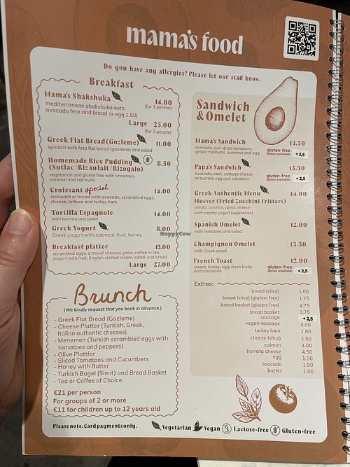 Menu  at Mama's Soup in Haarlem