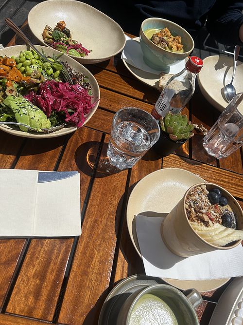 Vegan açai bowl, vegan power bowl, vegan soup of the day   at Pure in Faro