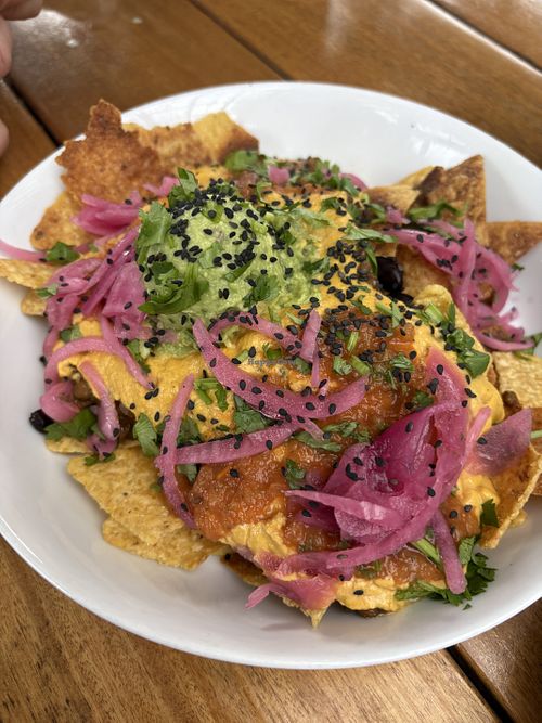 Nachos made vegan yum  at Huriyali Riverland in Charleston
