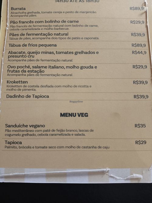 Menu at Empório Flores e Frutos in Joinville