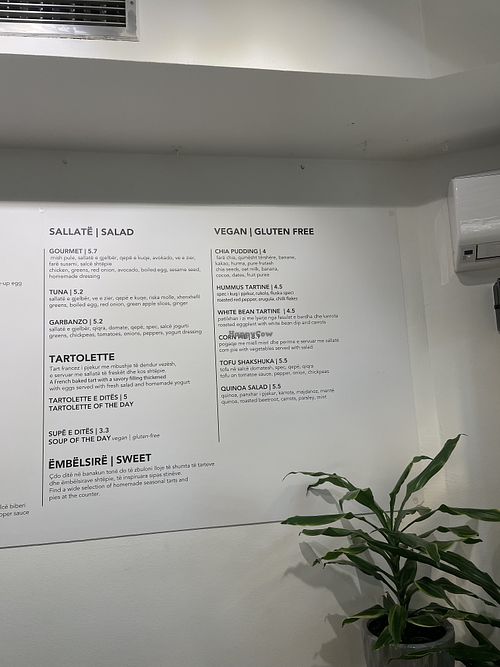 Vegan breakfast options  at Tartine in Pristina