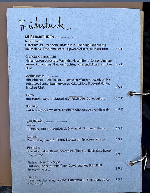 breakfast menu  at Kellermann Babelsberg in Potsdam