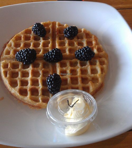 Vegan waffle with blackberries and lemon drizzle! at TIABI Coffee & Waffle Bar - Maryland Pkwy in Las Vegas