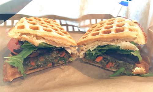 Vegan Guru Burger Wafflewich at TIABI Coffee & Waffle Bar - Maryland Pkwy in Las Vegas