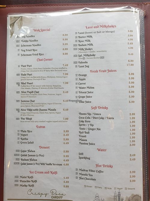 Menu 1 at Crispy Dosa in Cardiff