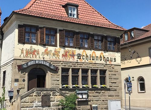 Restaurant von außen   at Hotel-Restaurant Schlundhaus in Bad Koenigshofen