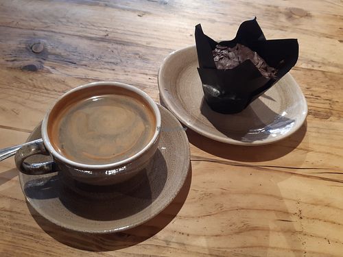 Plant based chocolate muffin at Trading Post Coffee Roasters  in Worthing
