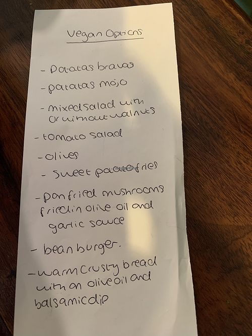 Vegan options   at The Fat Olive Tapas Co in Bridgnorth