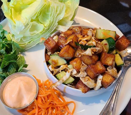 Vegan tofu lettuce wraps with mayo   at Moxies in Southlake