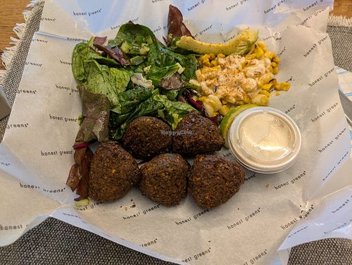 Falafel with street corn at Honest Greens - Pozuelo in Madrid