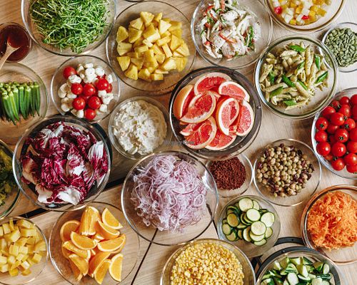 Fresh, colorful, and ready to serve — build your perfect plate at our salad bar at The Warehouse in Osaka