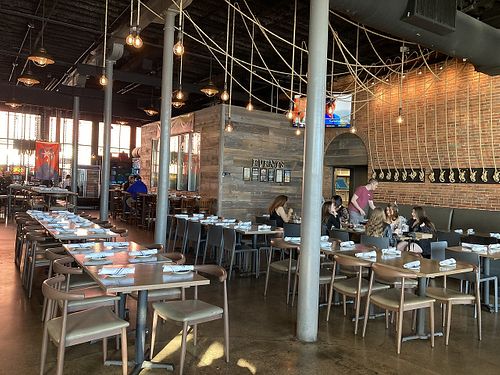 Interior seating at Collision Bend Brewing Company Cleveland in Cleveland