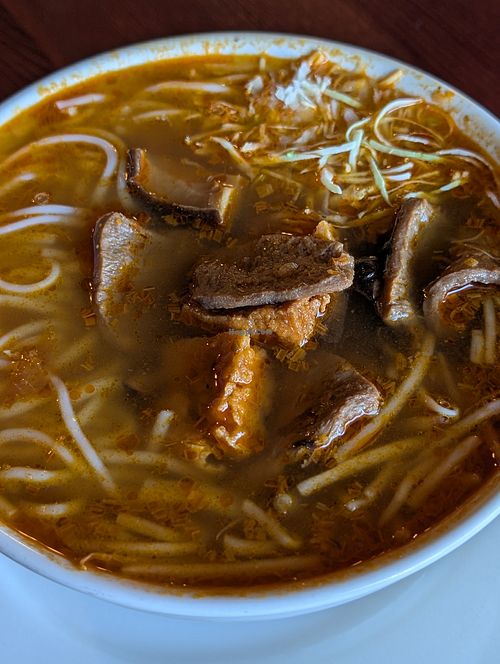 Spicy noodle soup at One Veg World in West Covina