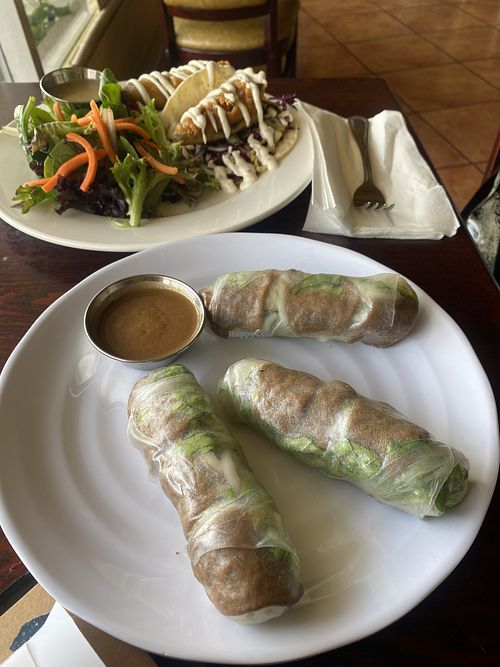Fresh Spring Rolls and Seasonal Baja Tacos  at One Veg World in West Covina