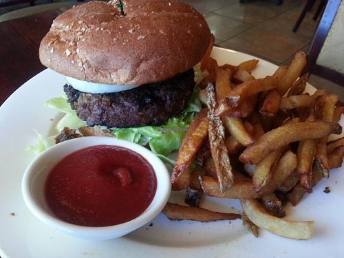 One World burger at One Veg World in West Covina