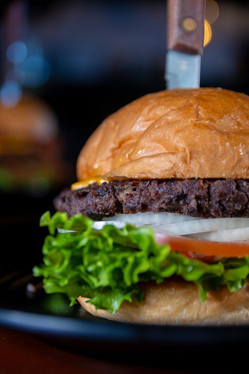 Balboa’s Black Bean Patty Burger  at The Balboa South in Chula Vista