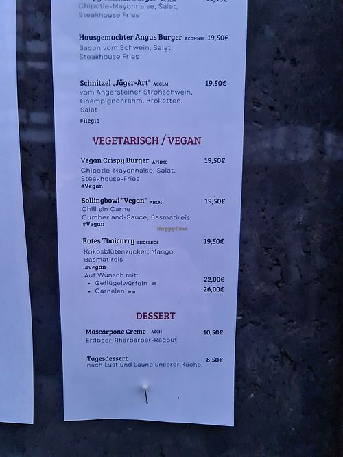 Menu at Romantisches Hotel Menzhausen in Uslar
